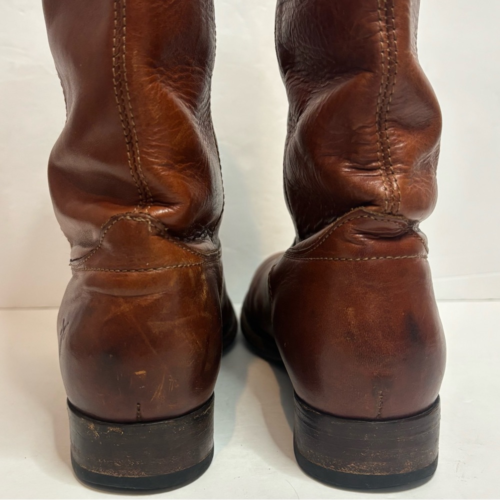 Frye Melissa Button Tall Riding Boots Cognac Saddle Brown 9 - Picture 10 of 13